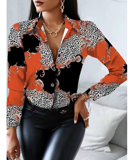 Women's Fashion Print Long Sleeve Shirt Women Spring White Blouses Buttons Casual Shirts Office Top Blouse For Femme Clothing...