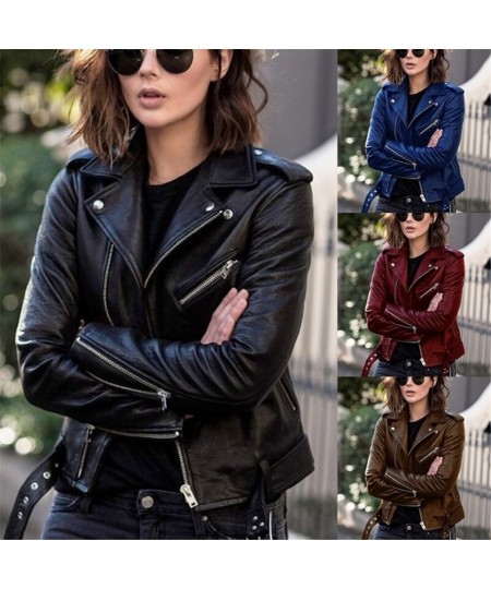 Leather coat women's new fashion cool top autumn short spring Korean PU motorcycle wear slim fit winter leather jacket trend ...