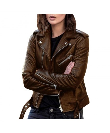 Leather coat women's new fashion cool top autumn short spring Korean PU motorcycle wear slim fit winter leather jacket trend ...