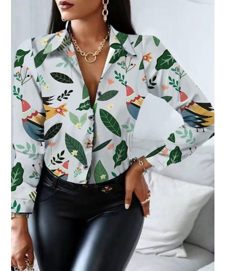 Women's Fashion Print Long Sleeve Shirt Women Spring White Blouses Buttons Casual Shirts Office Top Blouse For Femme Clothing...