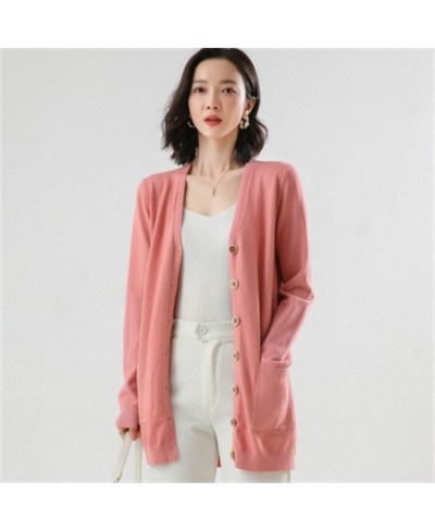 2021Lady wool Sweater Fashion medium long Cashmere Cardigan Women loose sweater for female outerwear coat with pockets H036 $...