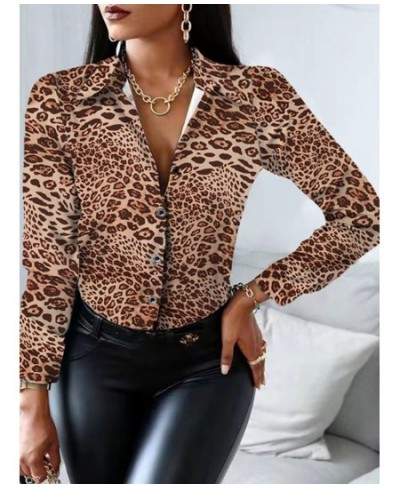 Women's Fashion Print Long Sleeve Shirt Women Spring White Blouses Buttons Casual Shirts Office Top Blouse For Femme Clothing...