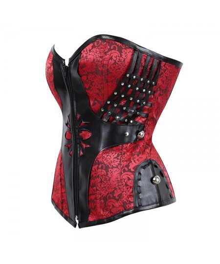 Red And Black Vintage Women Gothic Court Corset Shapewear $64.55 - Underwear