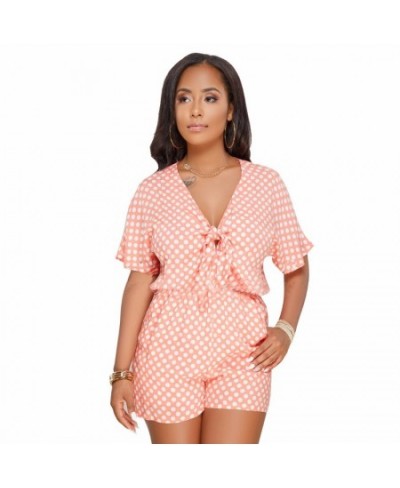 Dot Beach playsuit plus size Bow romper women jumpsuit short $44.48 - Rompers