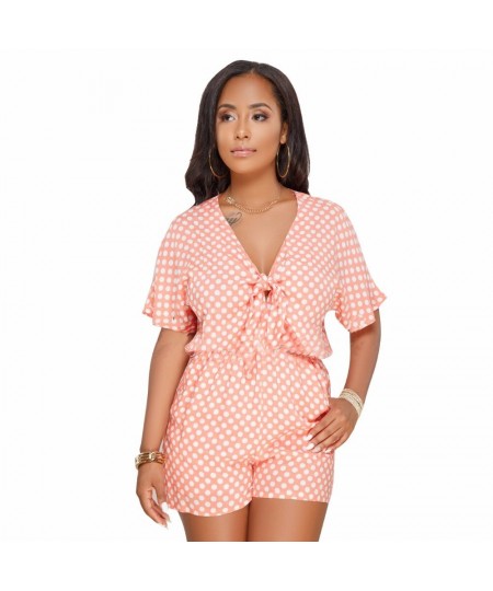 Dot Beach playsuit plus size Bow romper women jumpsuit short $44.48 - Rompers