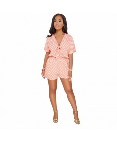 Dot Beach playsuit plus size Bow romper women jumpsuit short $44.48 - Rompers