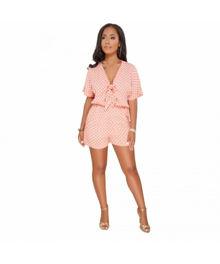 Dot Beach playsuit plus size Bow romper women jumpsuit short $44.48 - Rompers