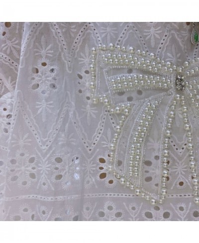 Elegant White Beading Half Sleeve Dress Big Size TShirt Dress O-Neck Pregant Summer Dresses $63.73 - Dresses