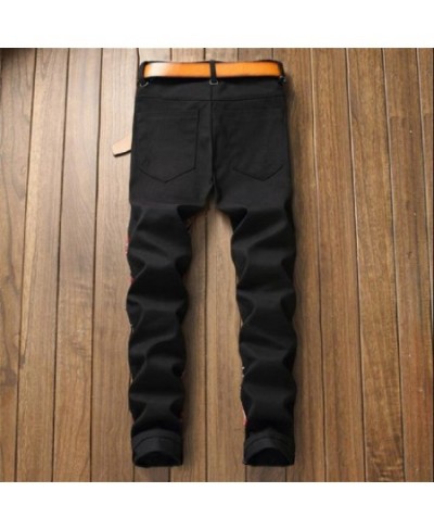 Men's Jeans European and American Style Retro Personality Strap Men's Patchwork Color Non Elastic Small Straight Jeans Pants ...