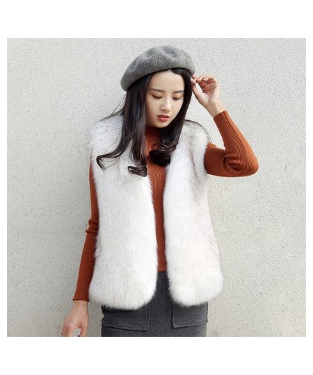 New Short Fur Vest Winter Women Faux Fox Fur Vest Furry Slim Women's Fake Fur Vest Female Winter Coat Plus Size Faux Fur WZ06...