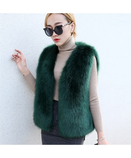 New Short Fur Vest Winter Women Faux Fox Fur Vest Furry Slim Women's Fake Fur Vest Female Winter Coat Plus Size Faux Fur WZ06...