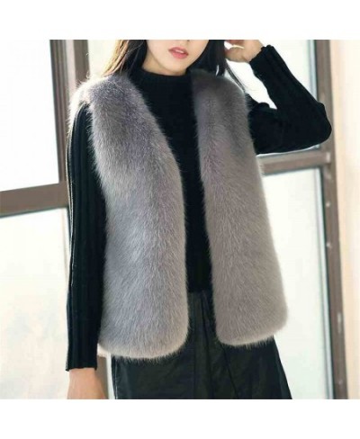 New Short Fur Vest Winter Women Faux Fox Fur Vest Furry Slim Women's Fake Fur Vest Female Winter Coat Plus Size Faux Fur WZ06...