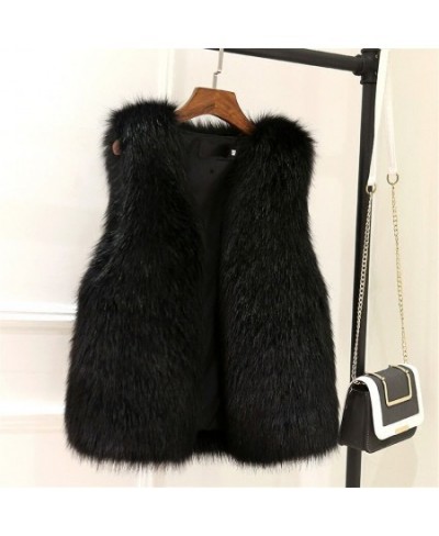 New Short Fur Vest Winter Women Faux Fox Fur Vest Furry Slim Women's Fake Fur Vest Female Winter Coat Plus Size Faux Fur WZ06...