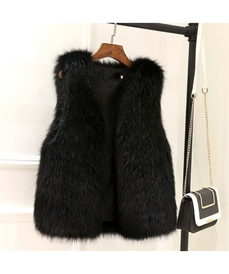 New Short Fur Vest Winter Women Faux Fox Fur Vest Furry Slim Women's Fake Fur Vest Female Winter Coat Plus Size Faux Fur WZ06...