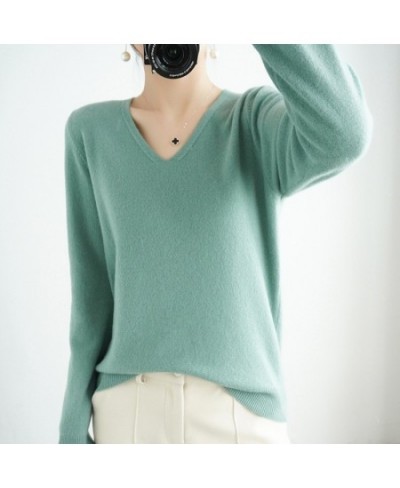 Women Sweater Spring Autumn V-neck Knitwear Long Sleeve Slim Warm Sweater Pullovers Lady Basic Jumpers Knitted Bottoming Shir...