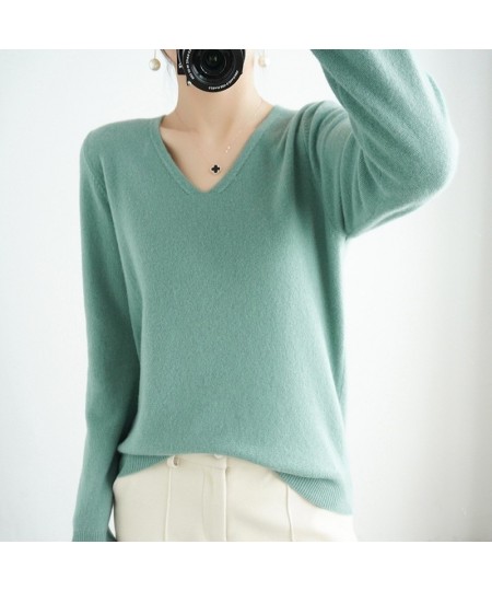 Women Sweater Spring Autumn V-neck Knitwear Long Sleeve Slim Warm Sweater Pullovers Lady Basic Jumpers Knitted Bottoming Shir...