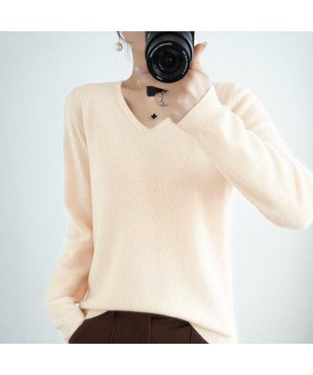 Women Sweater Spring Autumn V-neck Knitwear Long Sleeve Slim Warm Sweater Pullovers Lady Basic Jumpers Knitted Bottoming Shir...