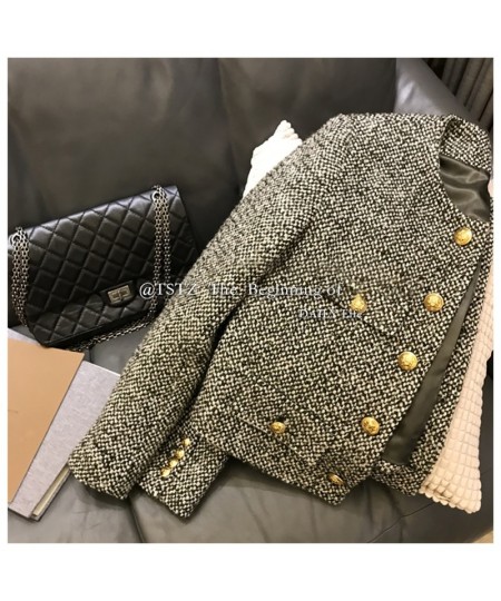 Winter New Fashion Korean Chic Vintage Tweed Woolen Jacket Coat Women Autumn Single Breasted Plaid Tassel Office Lady Outwear...