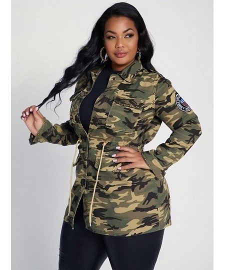 Woman Coat Rivet Patch Plus Size Coat Drawing Slim Streetwear Large Size Denim Jacket Long Sleeve Jacket Wholesale $54.38 - P...