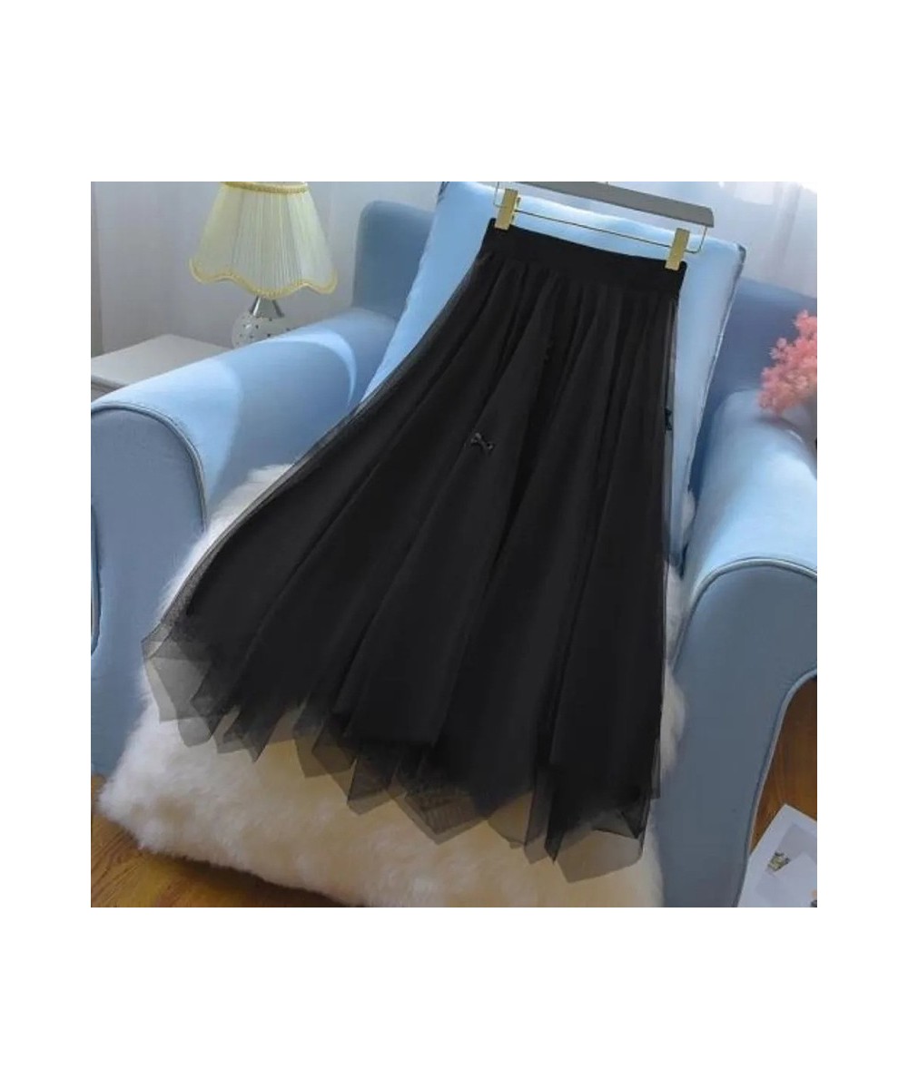 College Style Elastic A-Line High Waist Bow Three Layers Mesh Tulle Skirts Korean Versatile Loose Kawaii Women's Umbrella $36...