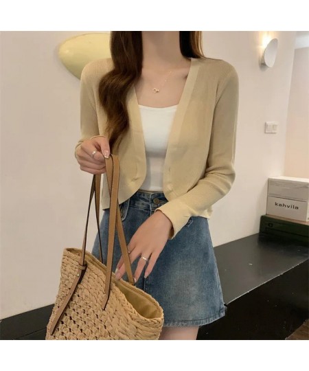 New Long Sleeve Knitted Cardigan Women's Overcoat Loose Shawl Short Shirt Overlay Small Top $36.08 - Tops & Tees