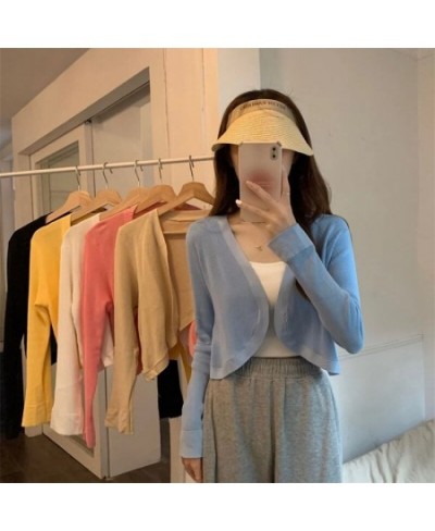 New Long Sleeve Knitted Cardigan Women's Overcoat Loose Shawl Short Shirt Overlay Small Top $36.08 - Tops & Tees