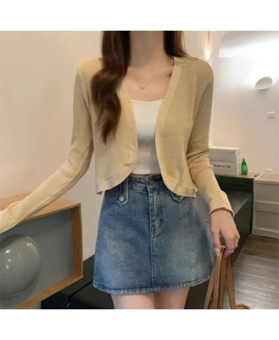 New Long Sleeve Knitted Cardigan Women's Overcoat Loose Shawl Short Shirt Overlay Small Top $36.08 - Tops & Tees