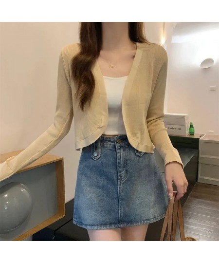 New Long Sleeve Knitted Cardigan Women's Overcoat Loose Shawl Short Shirt Overlay Small Top $36.08 - Tops & Tees