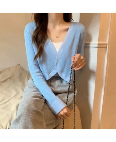 New Long Sleeve Knitted Cardigan Women's Overcoat Loose Shawl Short Shirt Overlay Small Top $36.08 - Tops & Tees