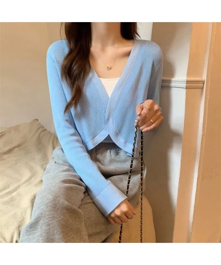 New Long Sleeve Knitted Cardigan Women's Overcoat Loose Shawl Short Shirt Overlay Small Top $36.08 - Tops & Tees