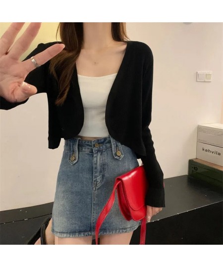 New Long Sleeve Knitted Cardigan Women's Overcoat Loose Shawl Short Shirt Overlay Small Top $36.08 - Tops & Tees