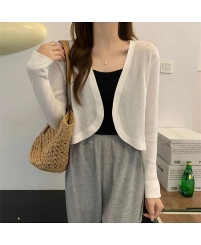 New Long Sleeve Knitted Cardigan Women's Overcoat Loose Shawl Short Shirt Overlay Small Top $36.08 - Tops & Tees