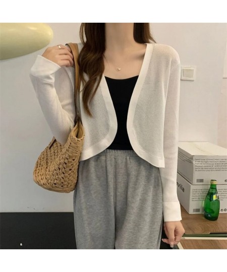 New Long Sleeve Knitted Cardigan Women's Overcoat Loose Shawl Short Shirt Overlay Small Top $36.08 - Tops & Tees