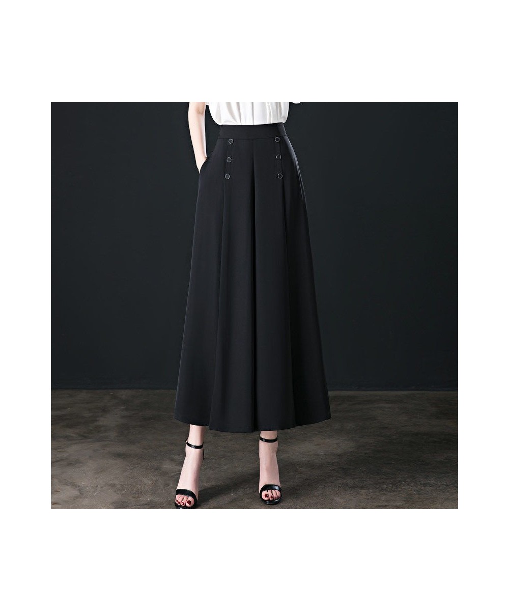 Spring Summer High Waist Elegant Fashion Wide Leg Skirt Pants Lady Loose All-match Solid Ankle Length Trousers Women's Clothi...