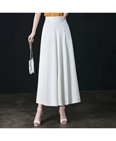 Spring Summer High Waist Elegant Fashion Wide Leg Skirt Pants Lady Loose All-match Solid Ankle Length Trousers Women's Clothi...