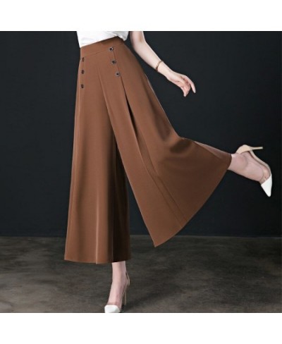 Spring Summer High Waist Elegant Fashion Wide Leg Skirt Pants Lady Loose All-match Solid Ankle Length Trousers Women's Clothi...