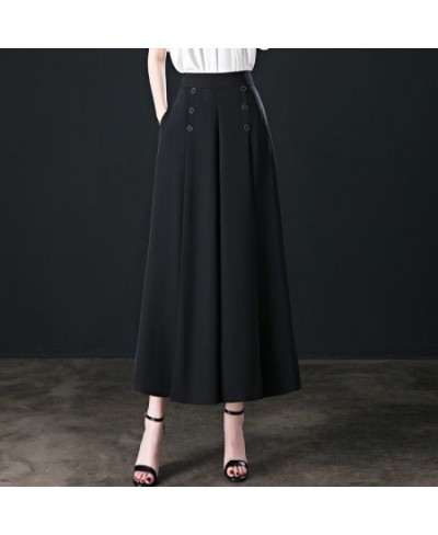 Spring Summer High Waist Elegant Fashion Wide Leg Skirt Pants Lady Loose All-match Solid Ankle Length Trousers Women's Clothi...