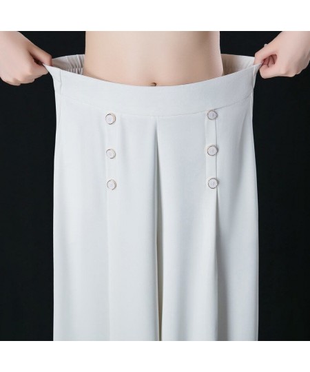 Spring Summer High Waist Elegant Fashion Wide Leg Skirt Pants Lady Loose All-match Solid Ankle Length Trousers Women's Clothi...