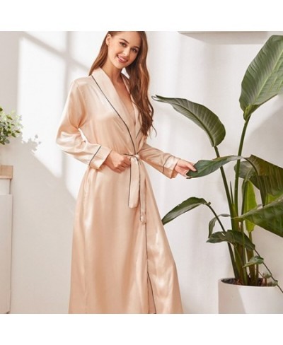 Belted Lady Sleepwear Ladies Satin Pajamas Sets Fashion Nightgowns $29.75 - Sleepwears