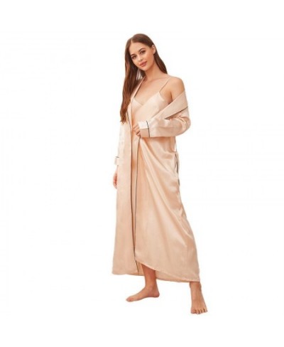 Belted Lady Sleepwear Ladies Satin Pajamas Sets Fashion Nightgowns $29.75 - Sleepwears