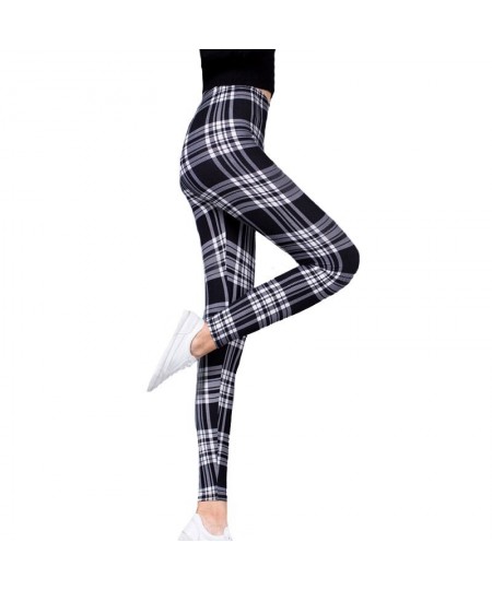 Women Grid Print Plaid Leggings Female Fitness Leggins Lady Slim Pencil Pants Push Up High Elastic Waist Sexy Trousers Red $2...