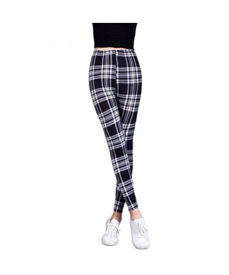 Women Grid Print Plaid Leggings Female Fitness Leggins Lady Slim Pencil Pants Push Up High Elastic Waist Sexy Trousers Red $2...