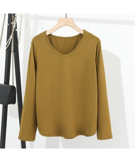 Plus Size Basic T-Shirt Women 2023 Spring Modal U-Neck Tees Long Sleeve Tops Oversized Curve Clothes $39.32 - Plus Size Clothes