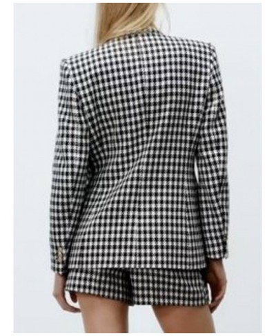 2022 Autumn Women Shorts Suits 2 piece sets Casual Plaid Blazers Coats and Shorts Female Elegant OL Suit Clothing $39.35 - Su...