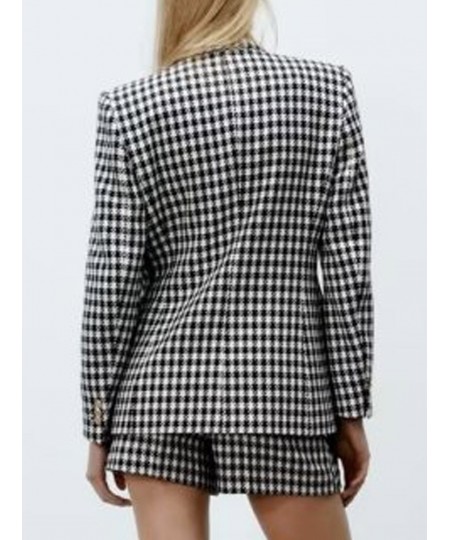 2022 Autumn Women Shorts Suits 2 piece sets Casual Plaid Blazers Coats and Shorts Female Elegant OL Suit Clothing $39.35 - Su...