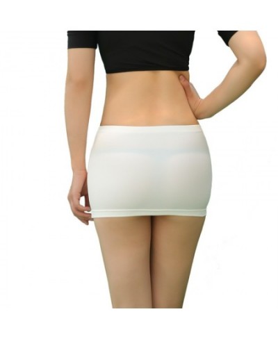 Sexy Women Ice Silk Tight Pencil Cute Skirt Smooth See Through Micro Mini Skirt Sheer Cosplay OL Skirt Erotic Wear Candy Colo...