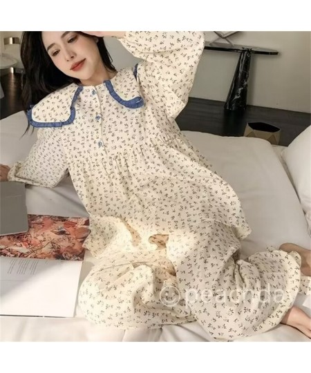 Autumn Pajamas Set Full Sleeve T-shirt Long Pants 2Piece/Set Sweet Pyjama Big Size Princess Homewear Cozy Plus Sleepwear $32....