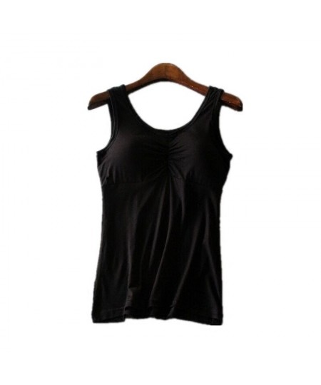 New Padded Bra Tank Top Women Modal Spaghetti Solid Cami Top Vest Female Camisole with Built In Women Bra 2022 Fitness Clothi...