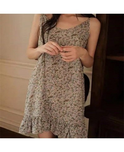 Summer Boho Floral Nightwear Dress Women Backless Spaghetti Strap Dress Beach Sexy Bohemian Flower Short Party Dresses for $1...