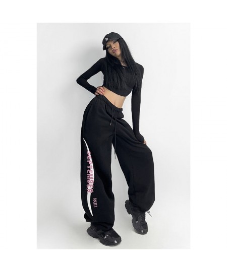 American high street hiphop sweatpants women's letter pants children's casual pants jazz dance dancing straight pants $43.67 ...